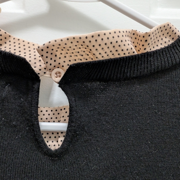 Adrianna Papell Black and Cream Polka Dot Sweater - Picture 6 of 7